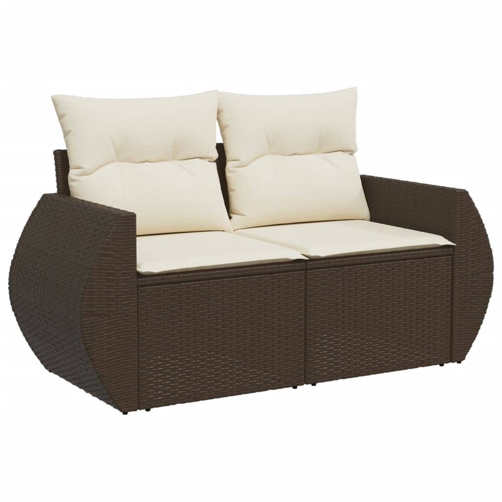 vidaXL 10-tlg. Garten-Sofagarnitur mit Kissen Braun Poly Rattan