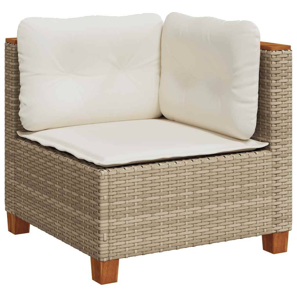 vidaXL 7-tlg. Garten-Sofagarnitur mit Kissen Beige Poly Rattan