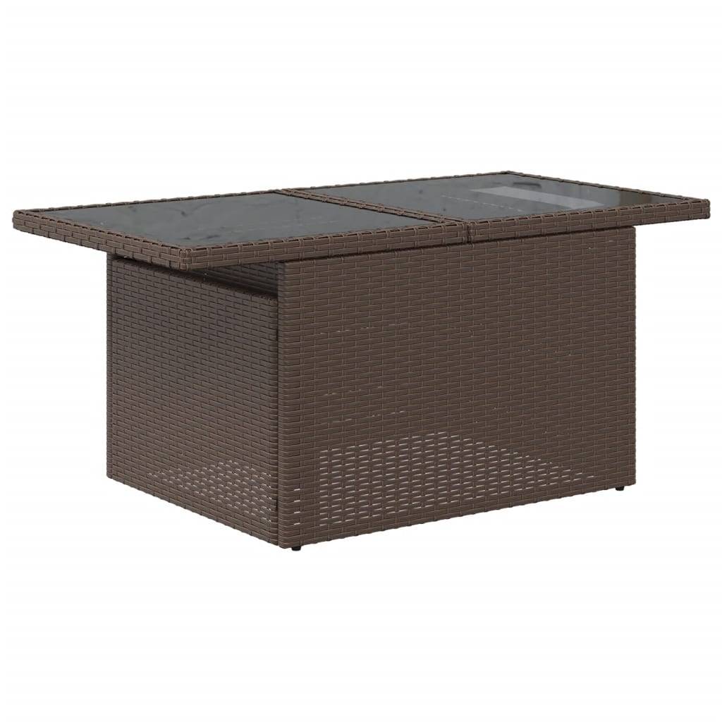 vidaXL 10-teiliges Gartensofa-Set mit Kissen, braun, Polyrattan