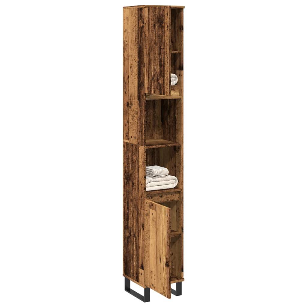 vidaXL Badschrank Altholz-Optik 30x30x190 cm Holzwerkstoff