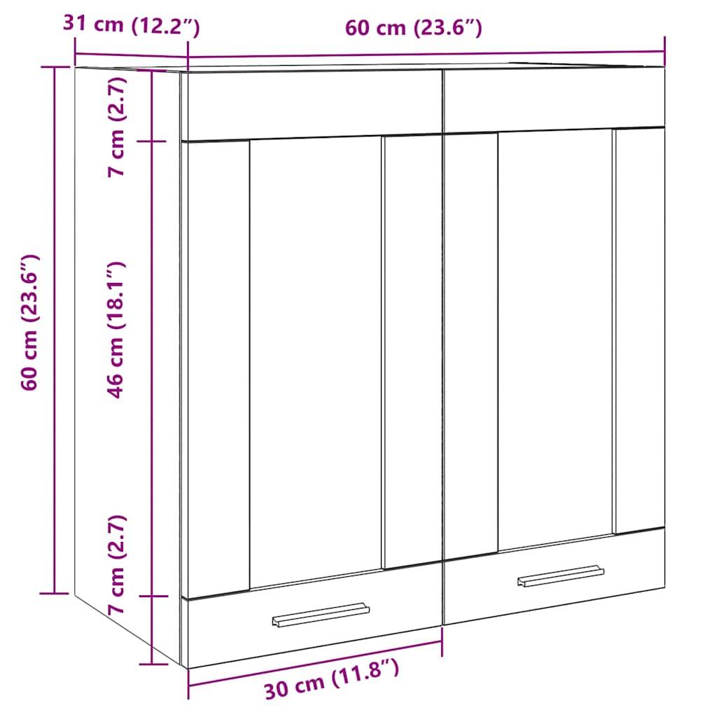 vidaXL Küchen-Wandschrank Lyon mit Glastüren Artisan-Eiche 60x31x60 cm