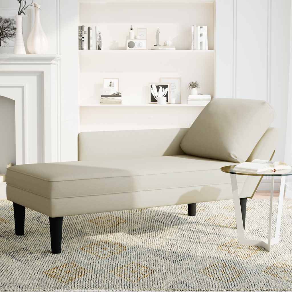 vidaXL Chaiselongue mit Kissen und Rechter Armlehne Creme Samt