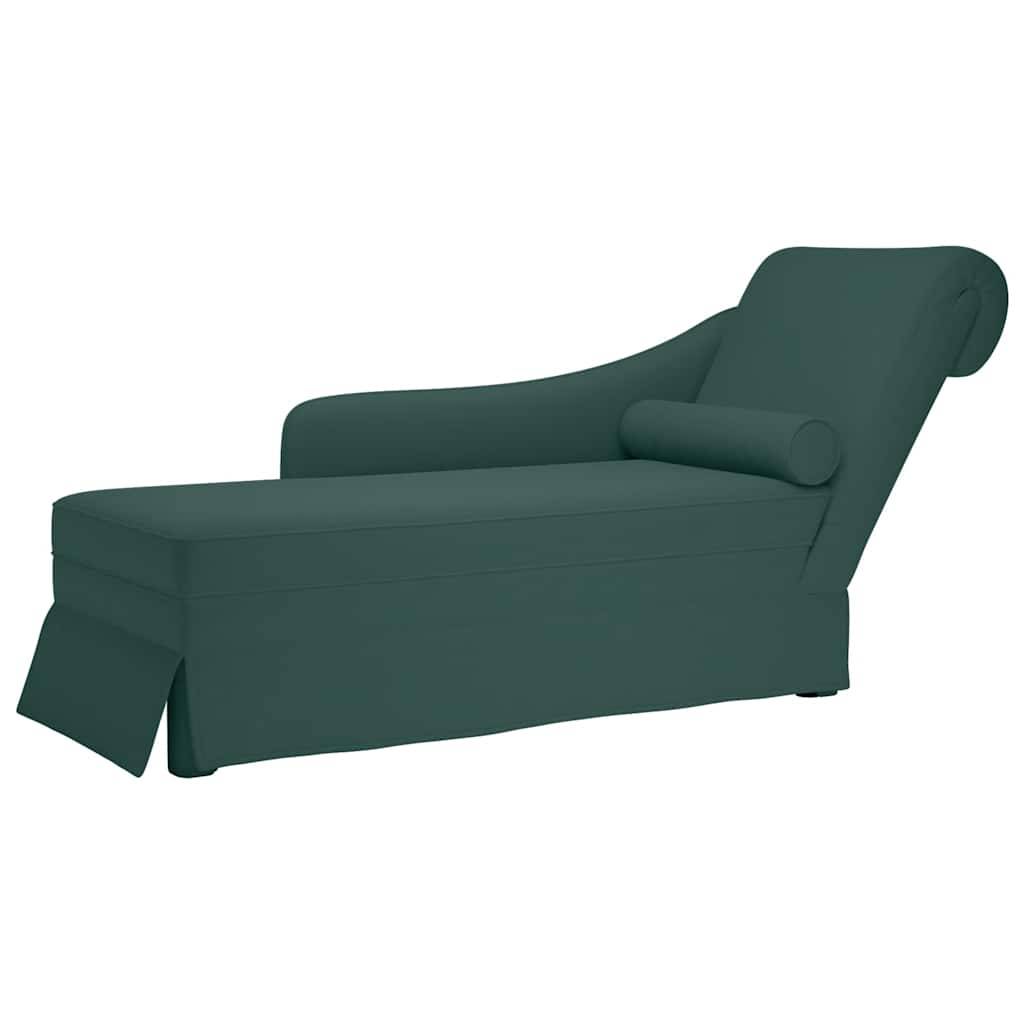vidaXL Chaiselongue mit Nackenrolle Rechter Armlehne Dunkelgrün Samt