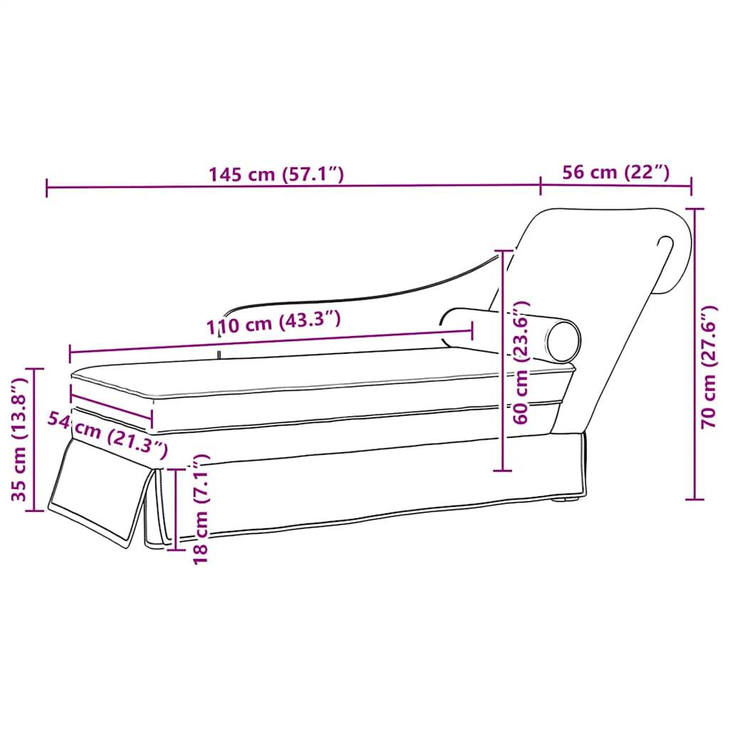 vidaXL Chaiselongue mit Nackenrolle Rechter Armlehne Dunkelgrün Samt