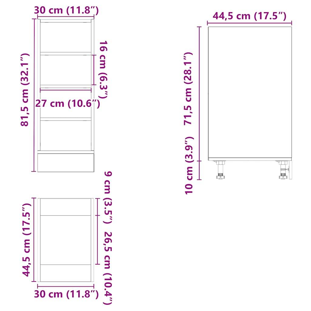 vidaXL Unterschrank Riga Sonoma-Eiche 30x44,5x81,5 cm Holzwerkstoff