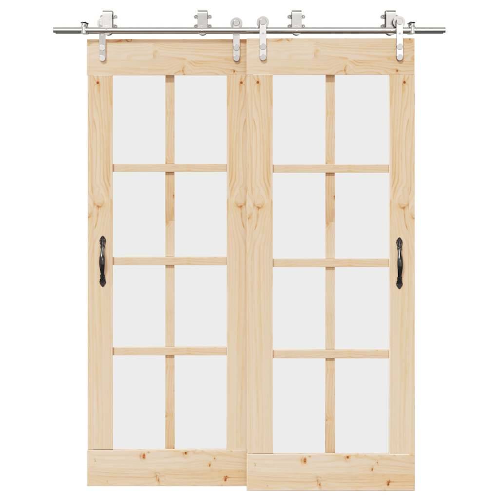 vidaXL Schiebetür-Beschlagsatz 183 cm Edelstahl Silbern