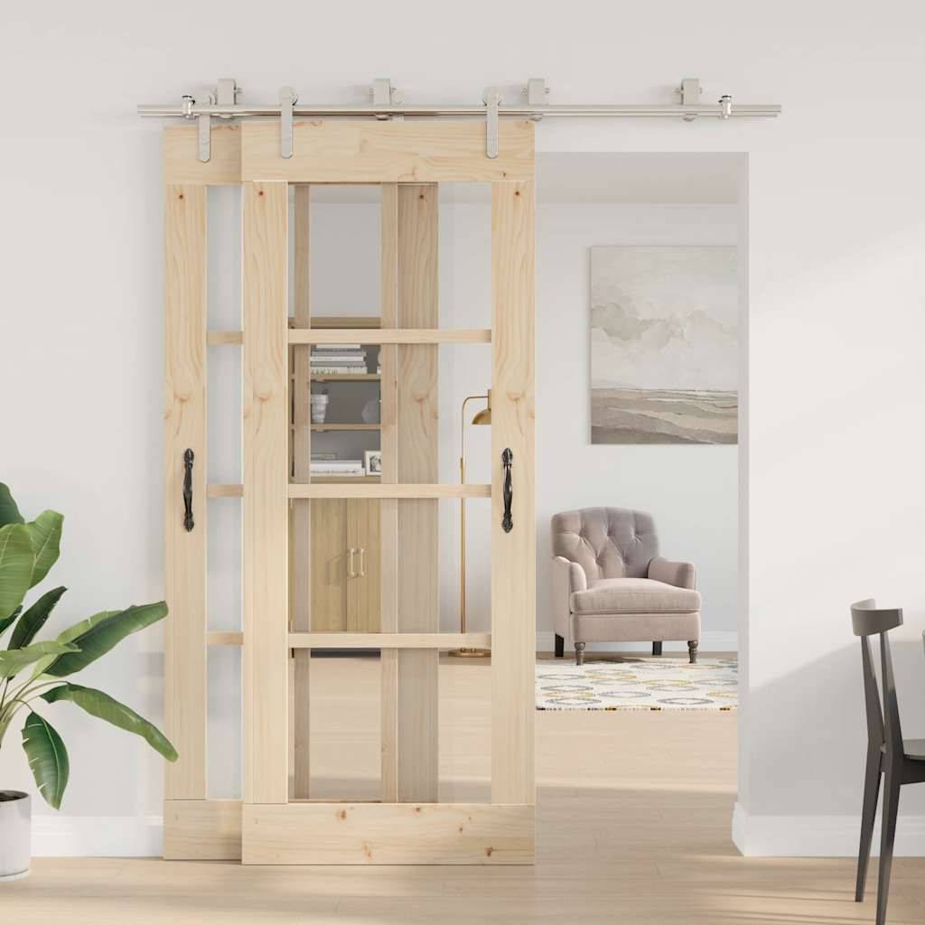 vidaXL Schiebetür-Beschlagsatz 183 cm Edelstahl Silbern