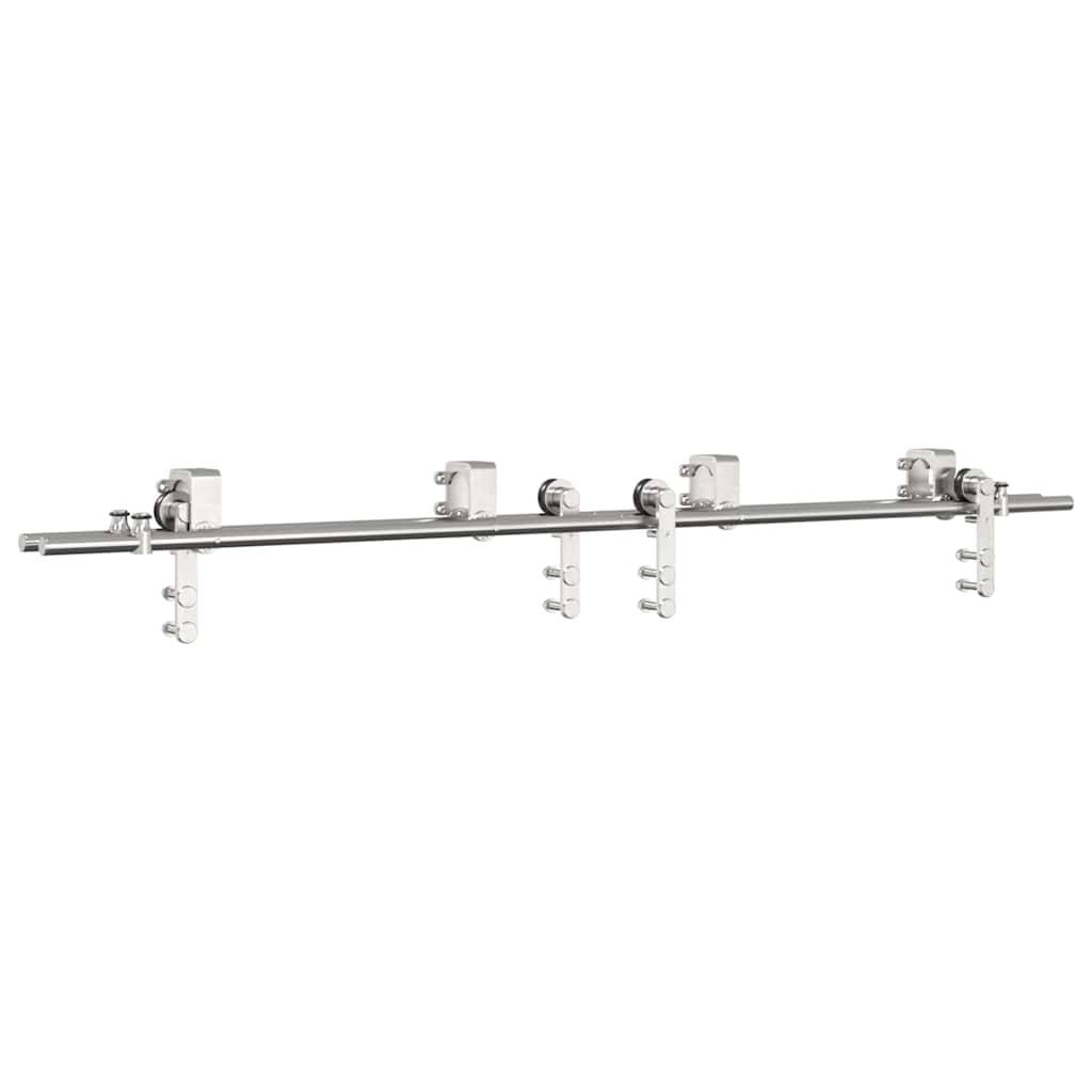 vidaXL Schiebetür-Beschlagsatz 183 cm Edelstahl Silbern