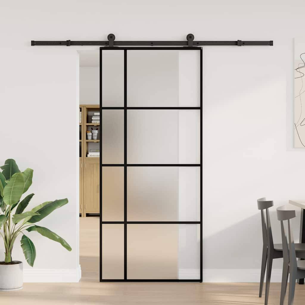 vidaXL Schiebetür mit Beschlag 90x205 cm ESG-Glas & Aluminium