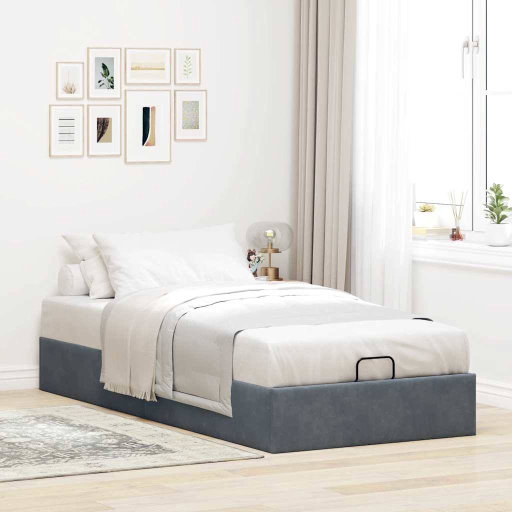 vidaXL Ottoman-Bett ohne Matratze Dunkelgrau 90x190 cm Samt