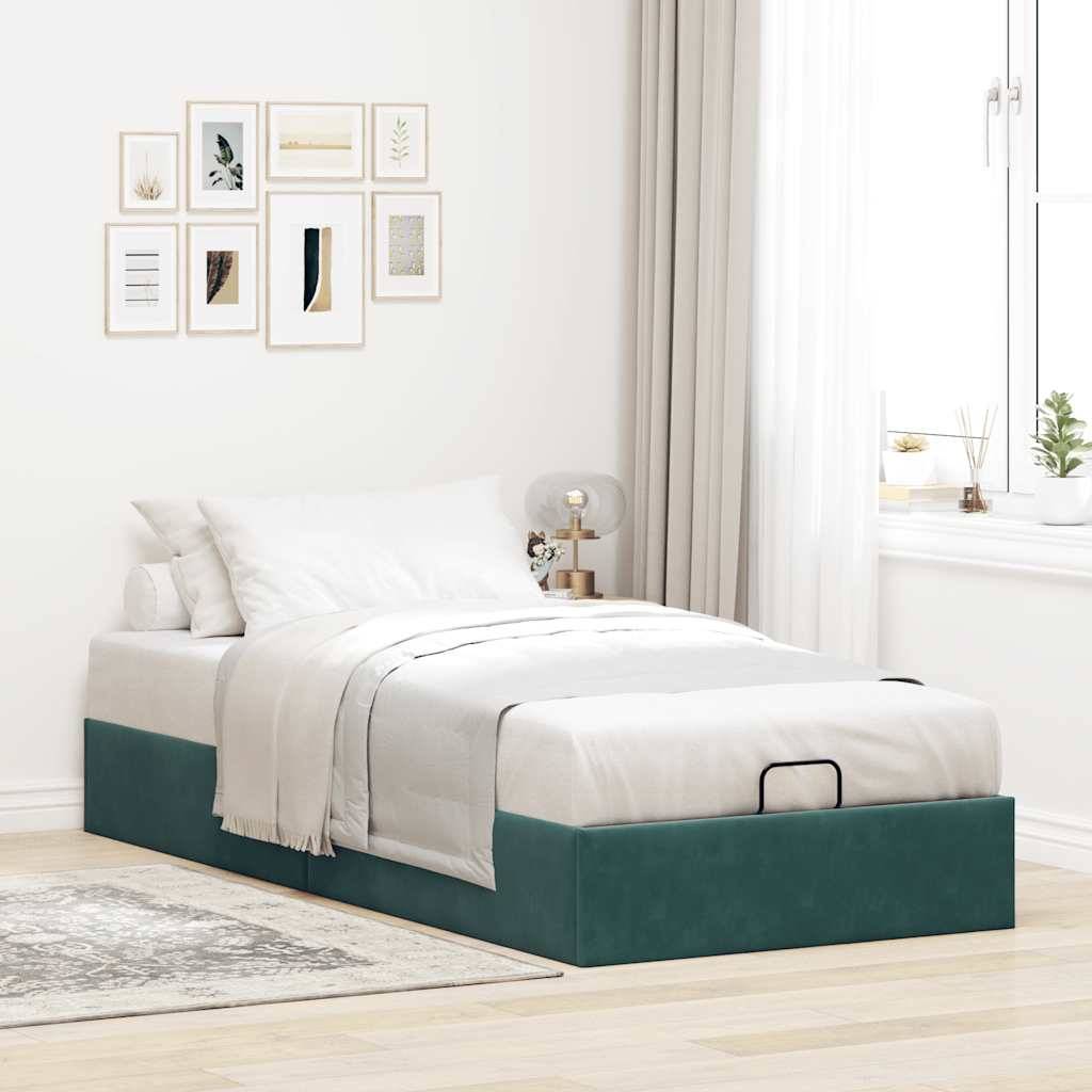 vidaXL Ottoman-Bett ohne Matratze Dunkelgrün 80x200 cm Samt