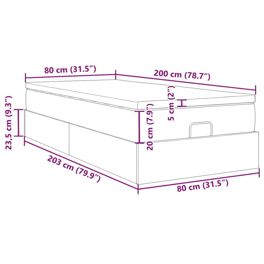 vidaXL Ottoman-Bett mit Matratze Dunkelbraun 80x200 cm Stoff