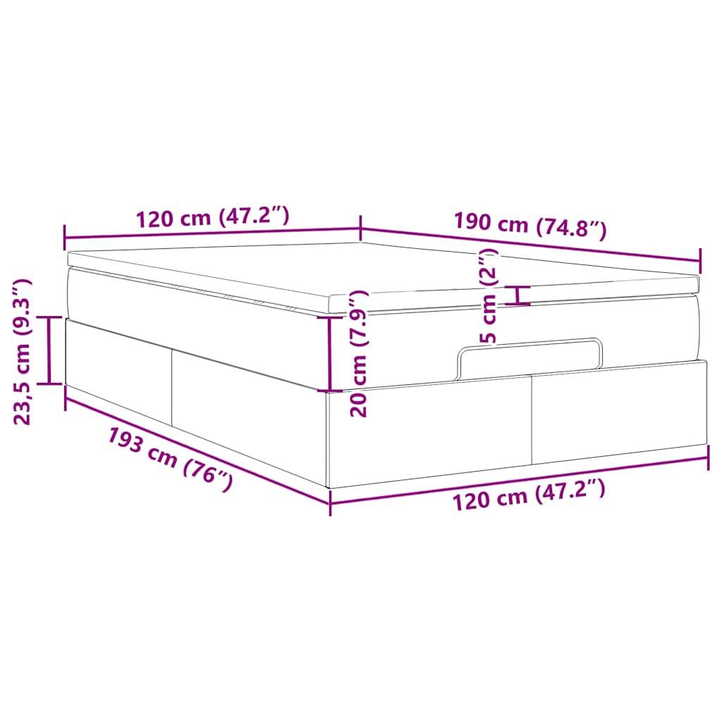 vidaXL Ottoman-Bett mit Matratze Dunkelblau 120x190 cm Samt