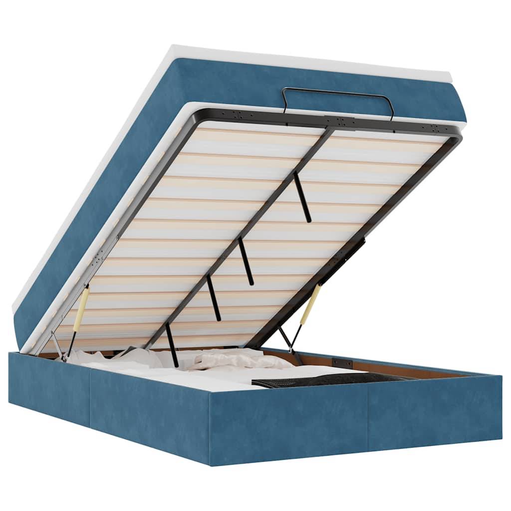 vidaXL Ottoman-Bett mit Matratze Dunkelblau 120x190 cm Samt