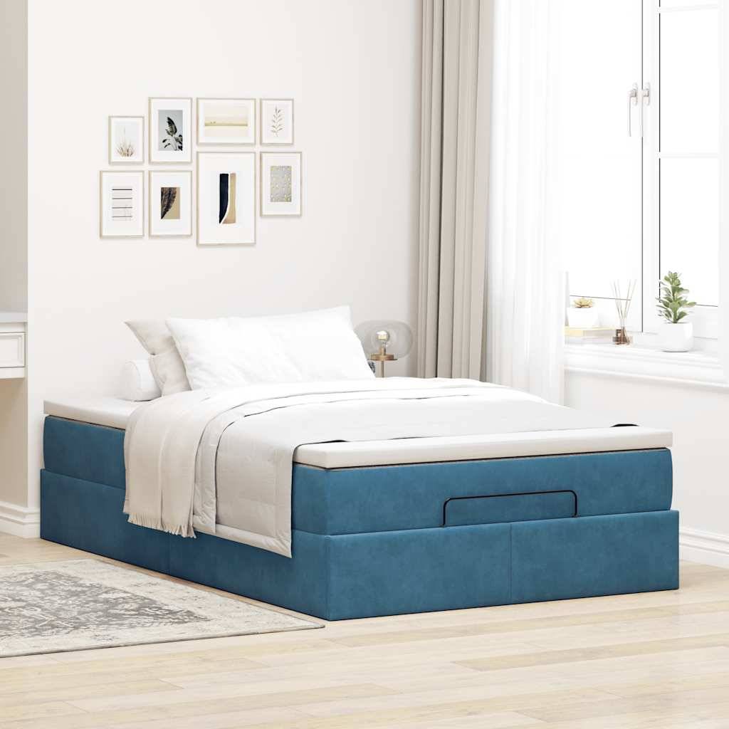 vidaXL Ottoman-Bett mit Matratze Dunkelblau 120x190 cm Samt