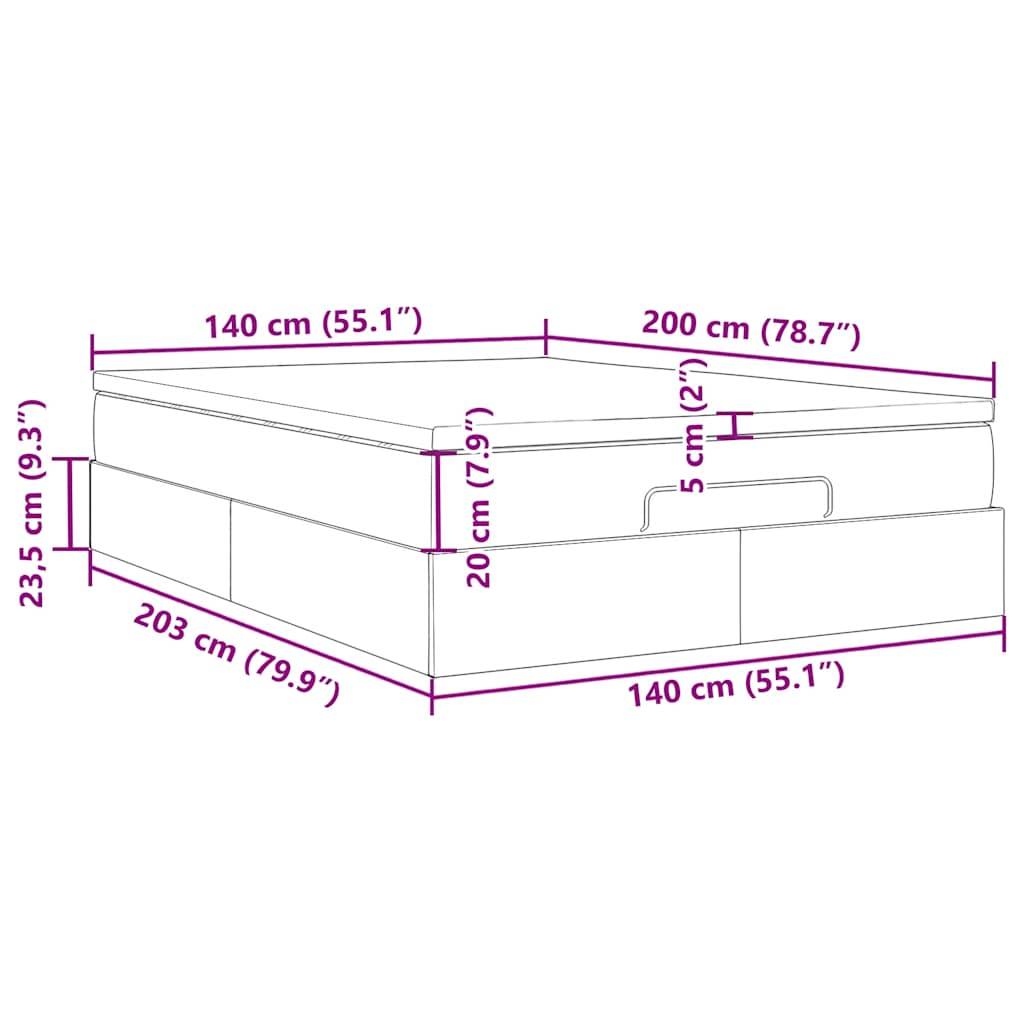 vidaXL Ottoman-Bett mit Matratze Schwarz 140x200 cm Stoff