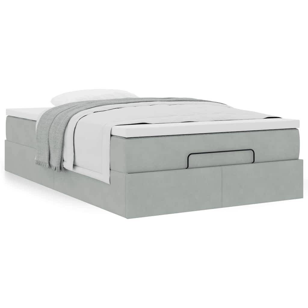 vidaXL Ottoman-Bett mit Matratze Hellgrau 120x200 cm Samt