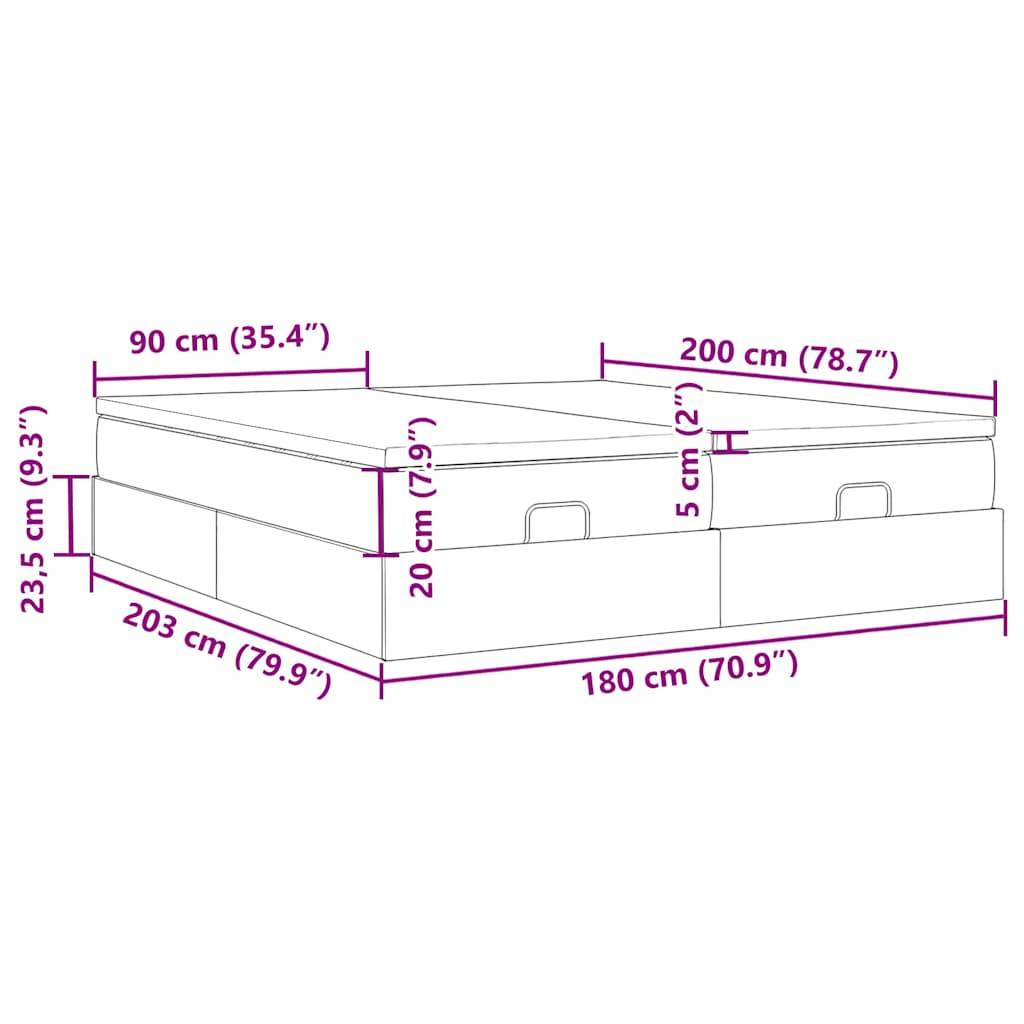 vidaXL Ottoman-Bett mit Matratzen Taupe 180x200 cm Stoff