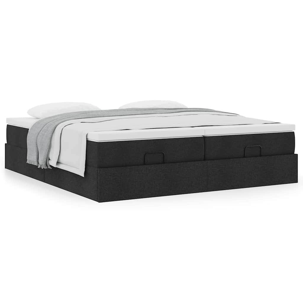 vidaXL Ottoman-Bett mit Matratzen Schwarz 200x200 cm Stoff