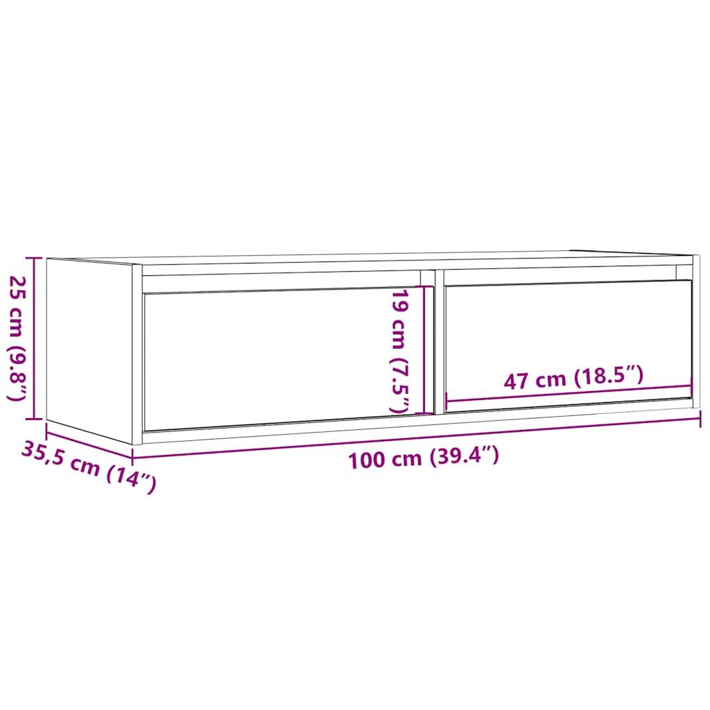 vidaXL TV-Schrank mit LED-Leuchten Betongrau 100x35,5x25 cm