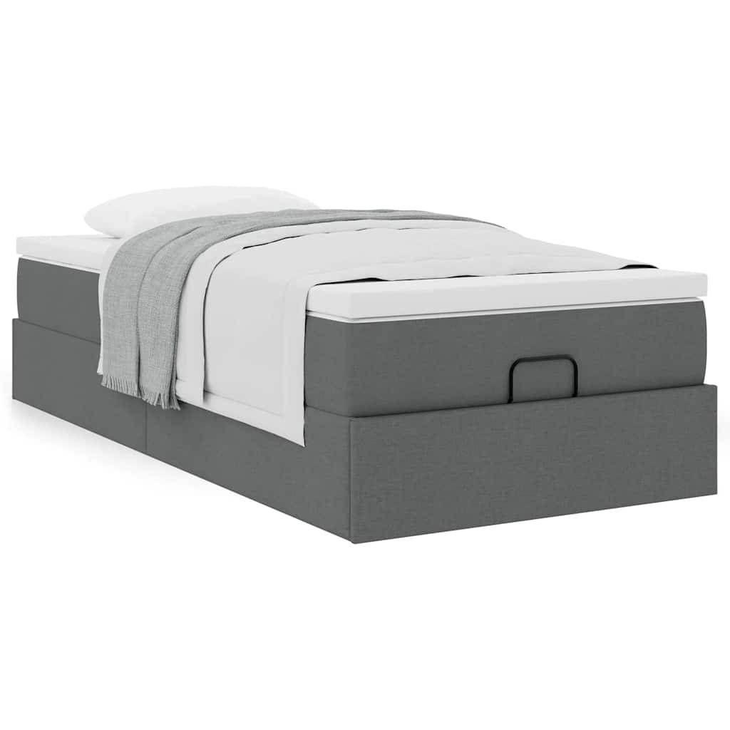 vidaXL Ottoman-Bett mit Matratze Dunkelgrau 90x190 cm Stoff