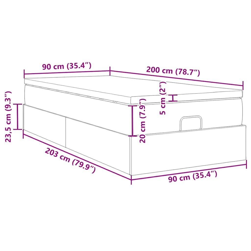 vidaXL Ottoman-Bett mit Matratze Dunkelgrün 90x200 cm Samt