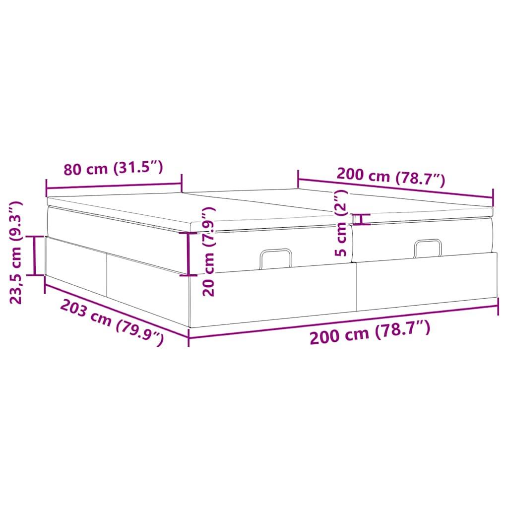 vidaXL Ottoman-Bett mit Matratzen Schwarz 200x200 cm Stoff