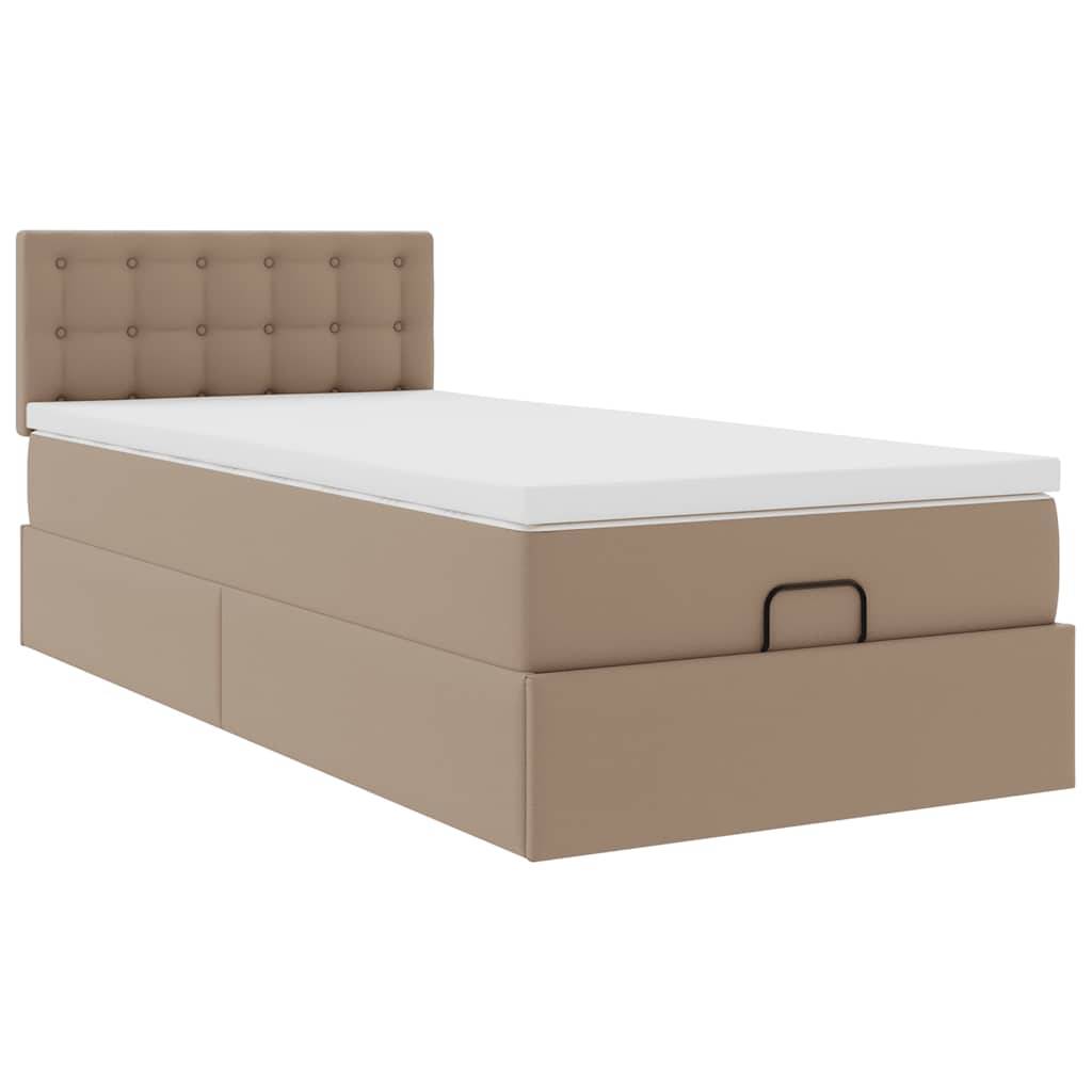 vidaXL Ottoman-Bett mit Matratze Cappuccino-Braun 100x200cm Kunstleder