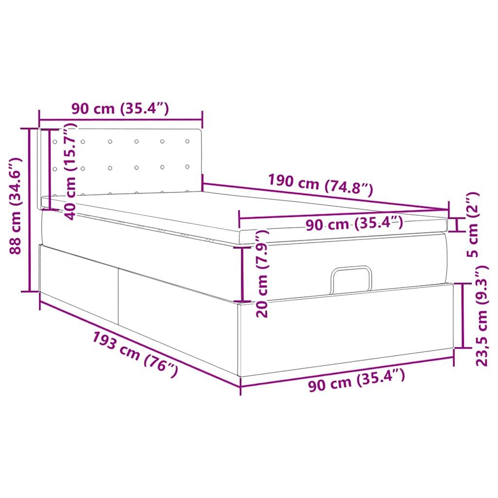 vidaXL Ottoman-Bett mit Matratze Dunkelblau 90x190 cm Samt