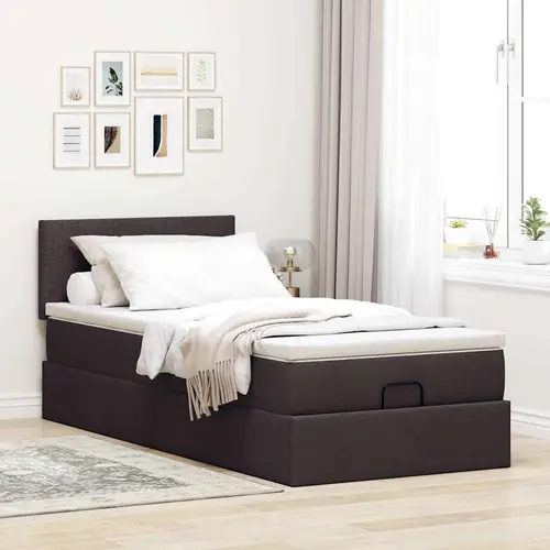 vidaXL Ottoman-Bett mit Matratze Dunkelbraun 100x200 cm Stoff vidaXL Ottoman-Bett mit Matratze Dunkelbraun 100x200 cm Stoff