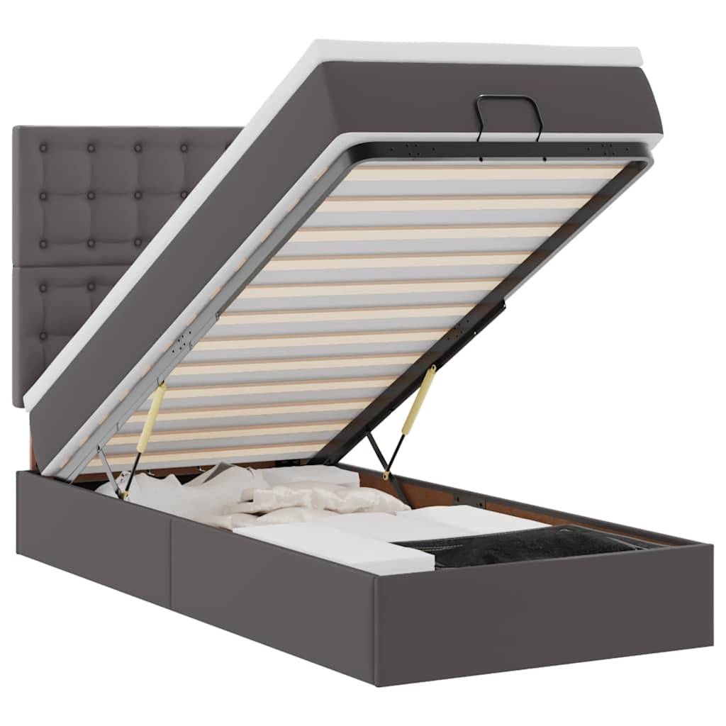 vidaXL Ottoman-Bett mit Matratze Grau 80x200 cm Kunstleder