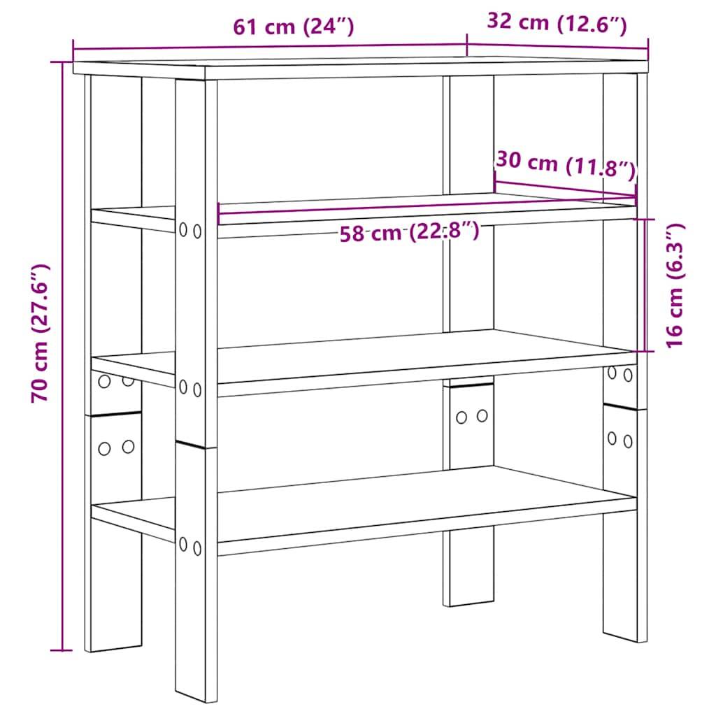 vidaXL Schuhregal Betongrau 61x32x70 cm Holzwerkstoff