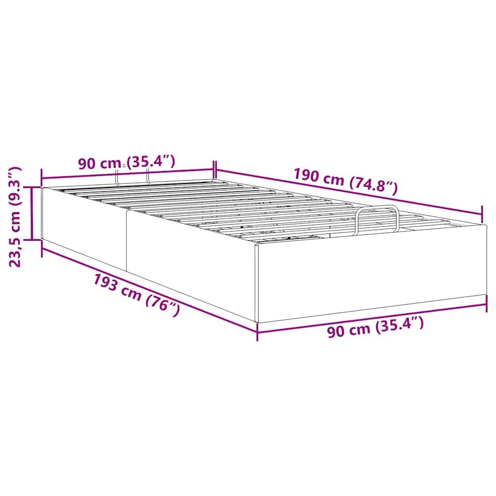 vidaXL Ottoman-Bett ohne Matratze Dunkelgrau 90x190 cm Samt
