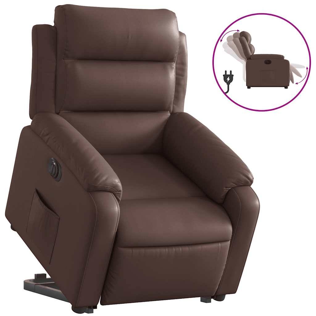 vidaXL Relaxsessel mit Aufstehhilfe Elektrisch Braun Kunstleder