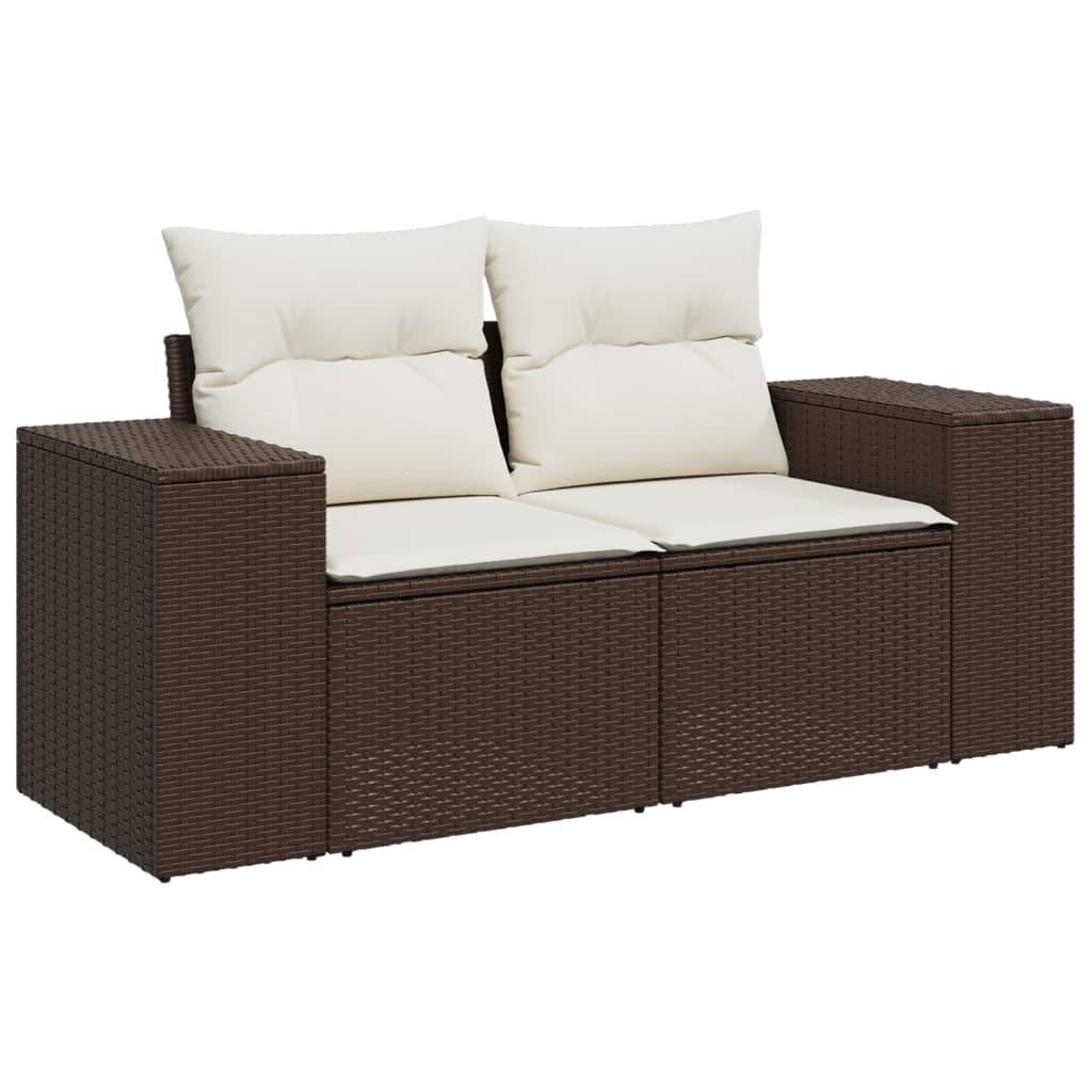 vidaXL 6-tlg. Garten-Sofagarnitur mit Kissen Braun Poly Rattan
