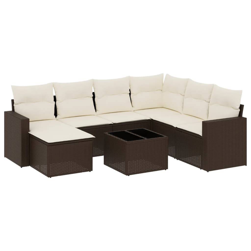 vidaXL 8-tlg. Garten-Sofagarnitur mit Kissen Braun Poly Rattan