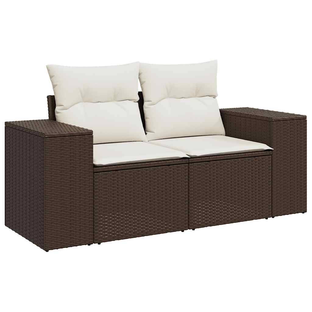 vidaXL 11-tlg. Garten-Sofagarnitur mit Kissen Braun Poly Rattan