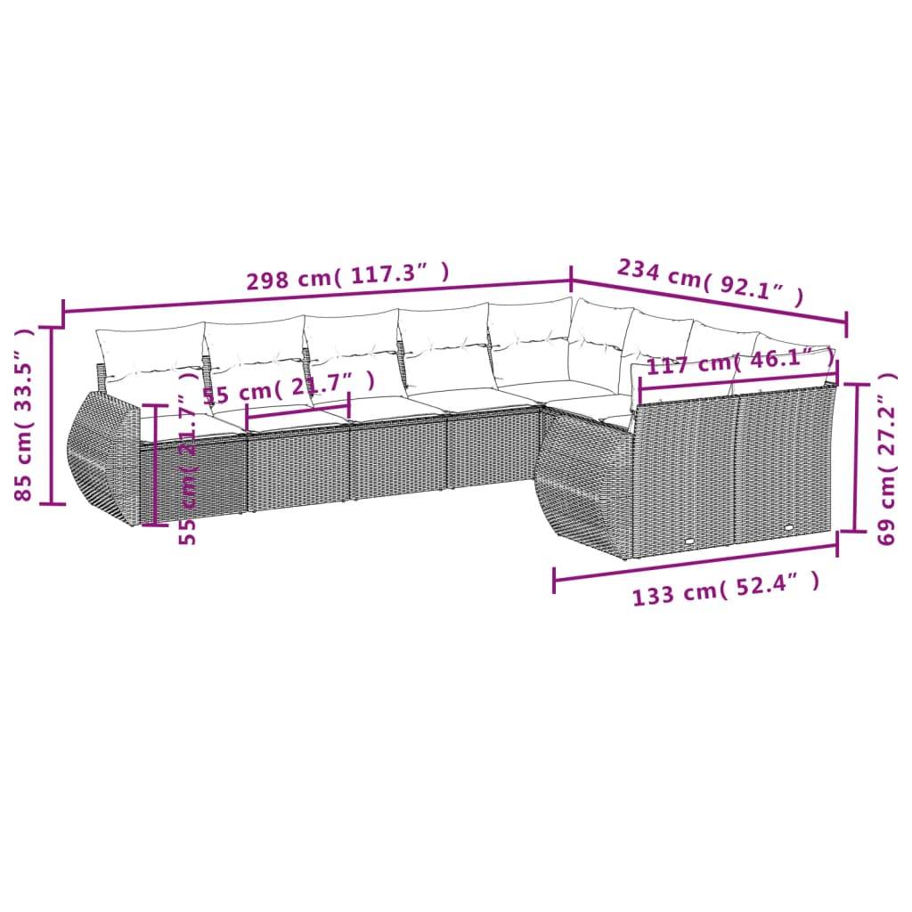 vidaXL 9-tlg. Garten-Sofagarnitur mit Kissen Braun Poly Rattan