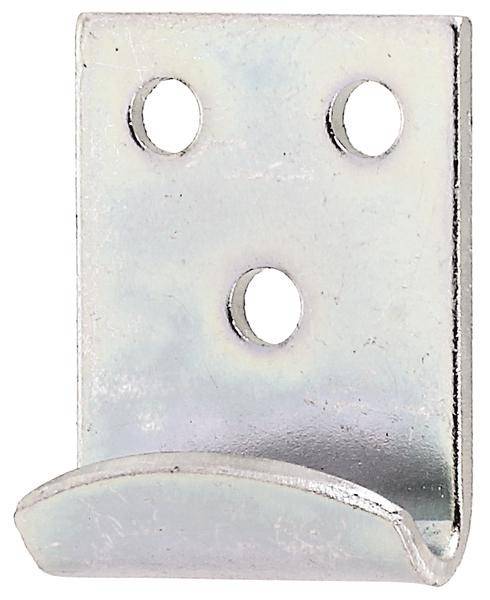 Eine Metallhalterung mit vier Löchern, die zum Stützen oder Aufhängen von Gegenständen verwendet wird.