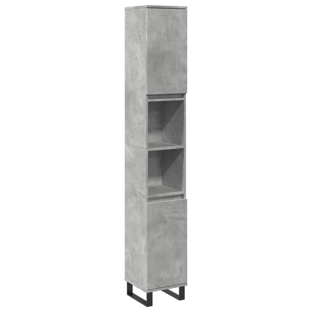 vidaXL Badschrank Betongrau 30x30x190 cm Holzwerkstoff