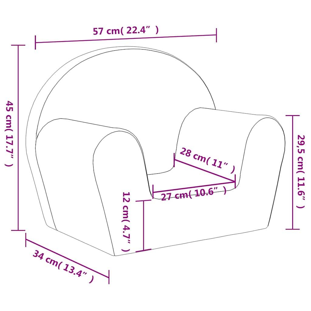 vidaXL Kindersofa Blau Weich Plüsch