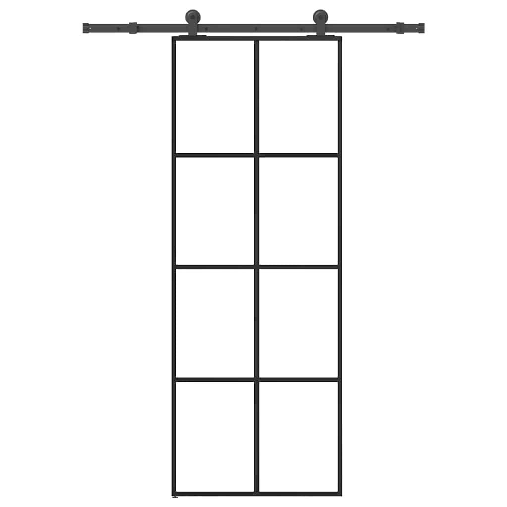 vidaXL Schiebetür mit Beschlag 76x205 cm ESG-Glas & Aluminium