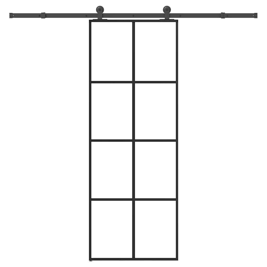 vidaXL Schiebetür mit Beschlag 76x205 cm ESG-Glas & Aluminium