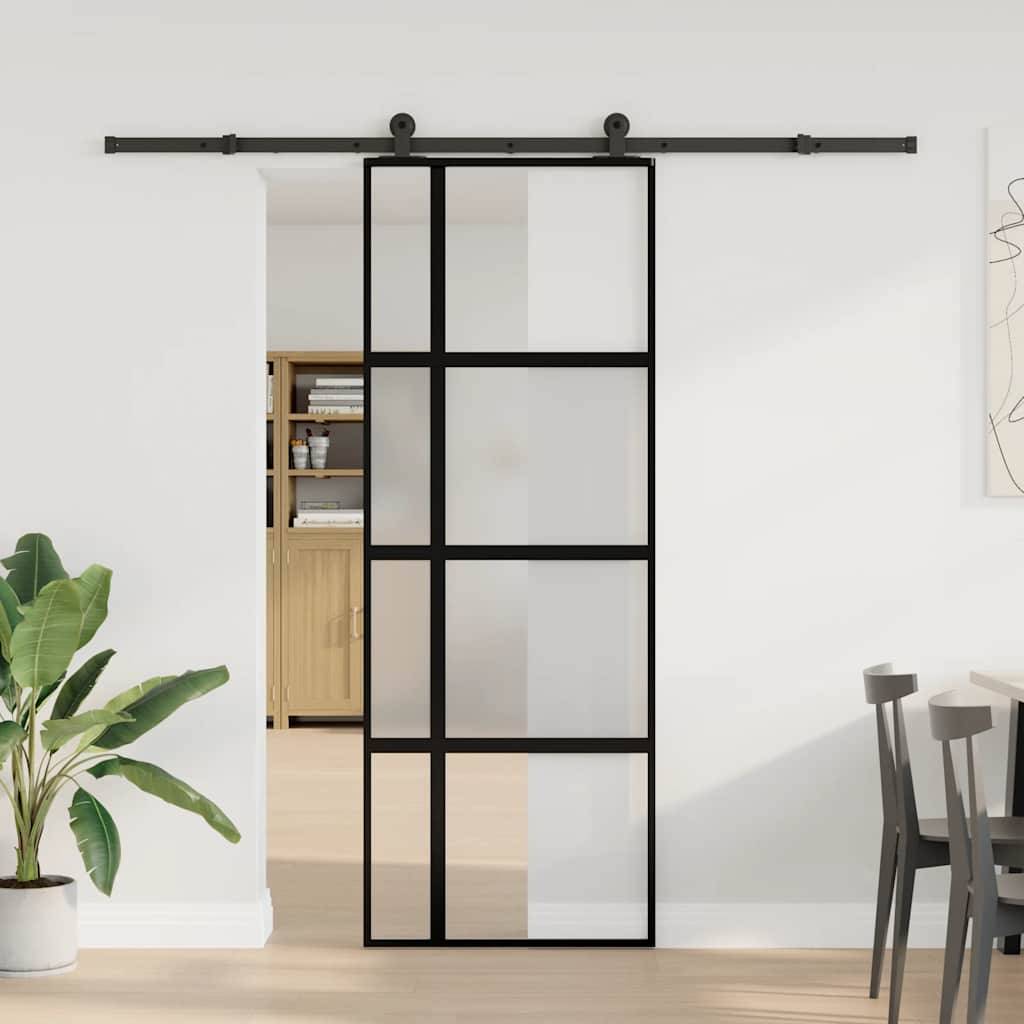 vidaXL Schiebetür mit Beschlag 76x205 cm Hartglas & Aluminium