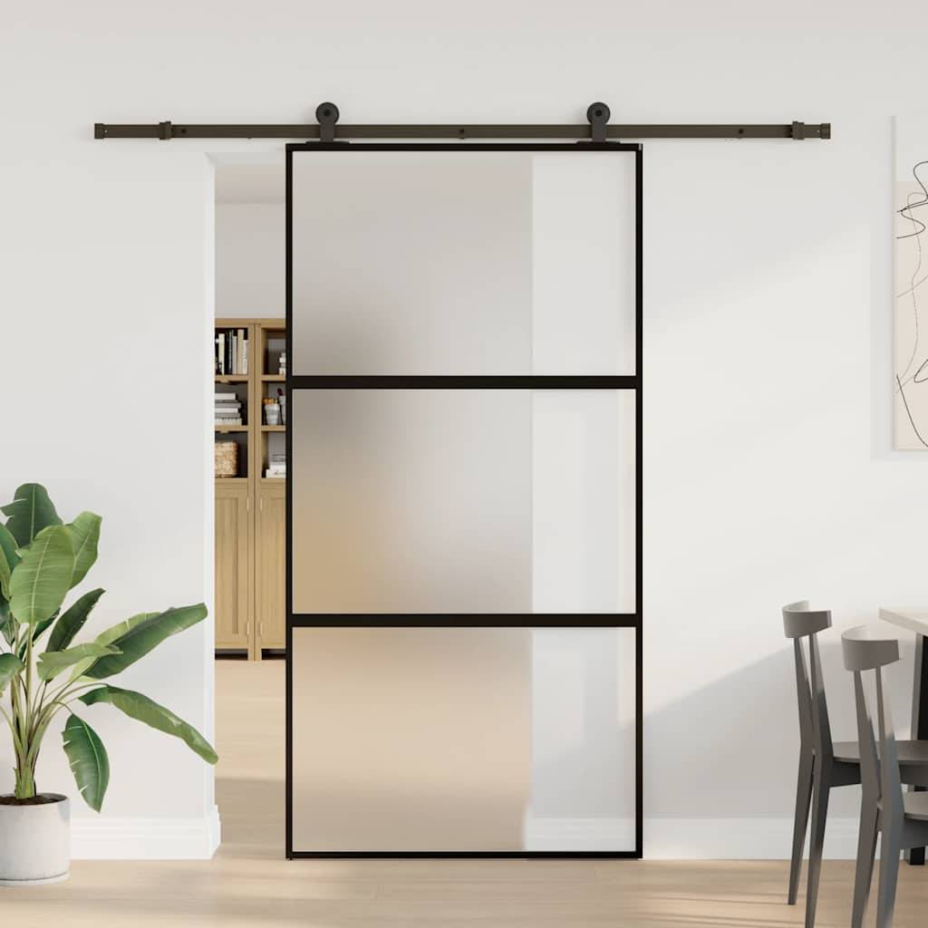 vidaXL Schiebetür mit Beschlag 102,5x205 cm Hartglas & Aluminium