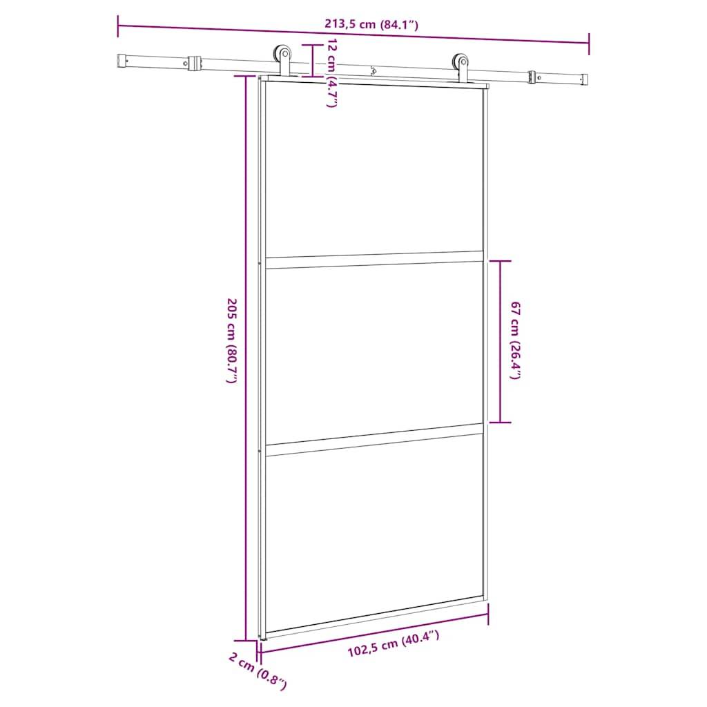vidaXL Schiebetür mit Beschlag 102,5x205 cm Hartglas & Aluminium