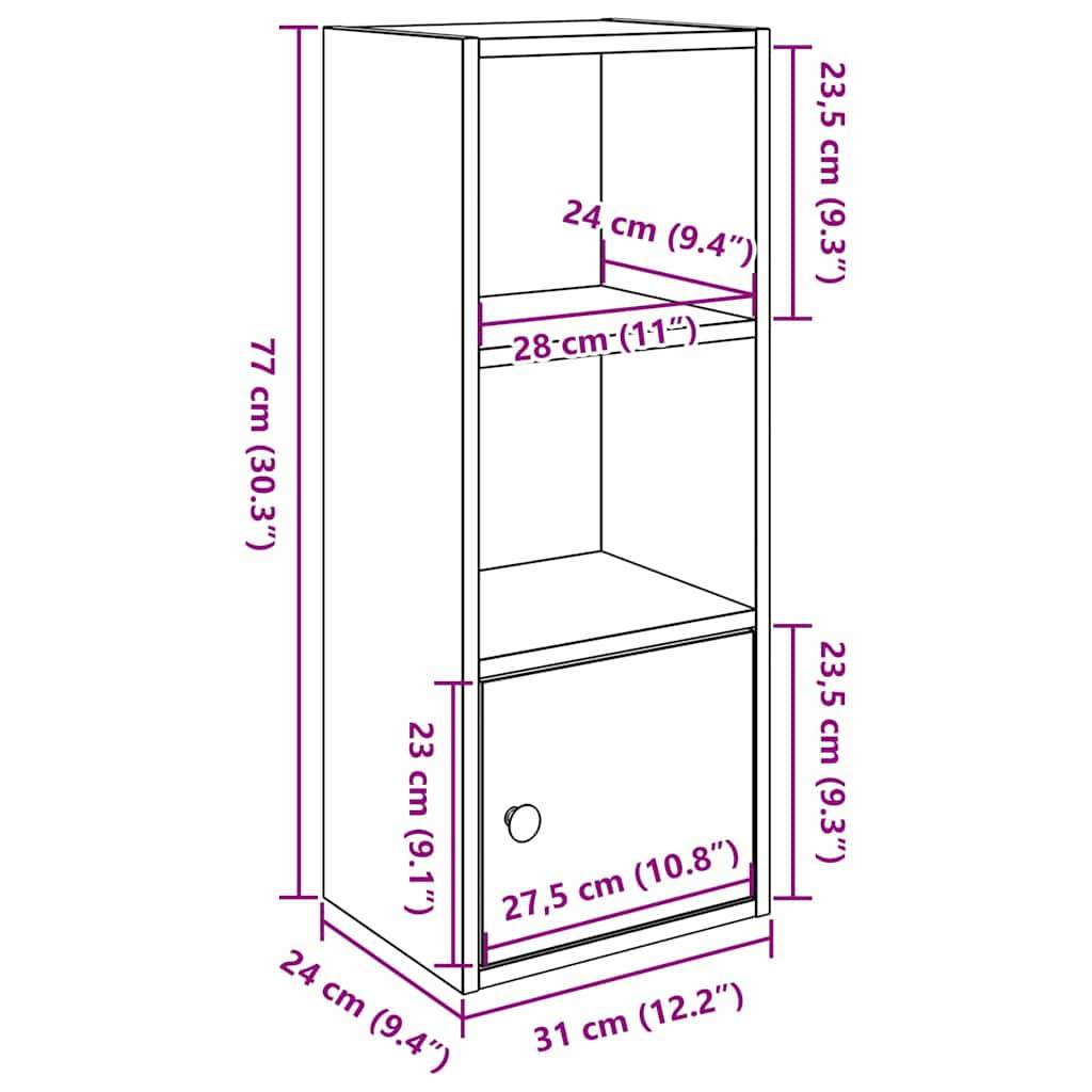 vidaXL Bücherregal Sonoma-Eiche 31x24x77 cm Holzwerkstoff