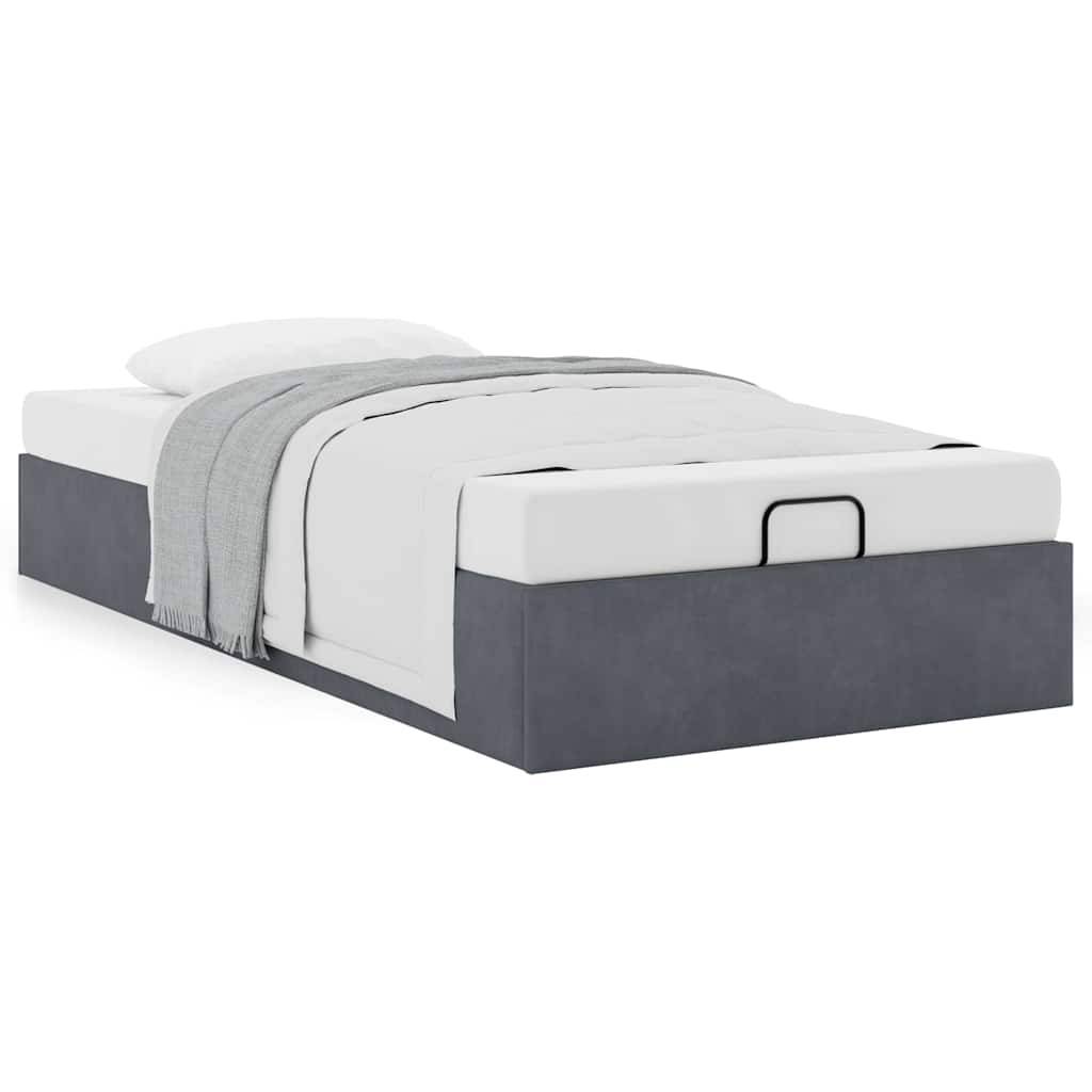 vidaXL Ottoman-Bett ohne Matratze Dunkelgrau 90x190 cm Samt