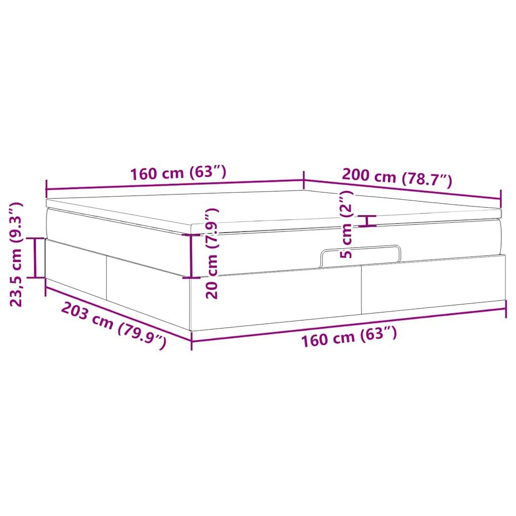 vidaXL Ottoman-Bett mit Matratze Schwarz 160x200 cm Stoff