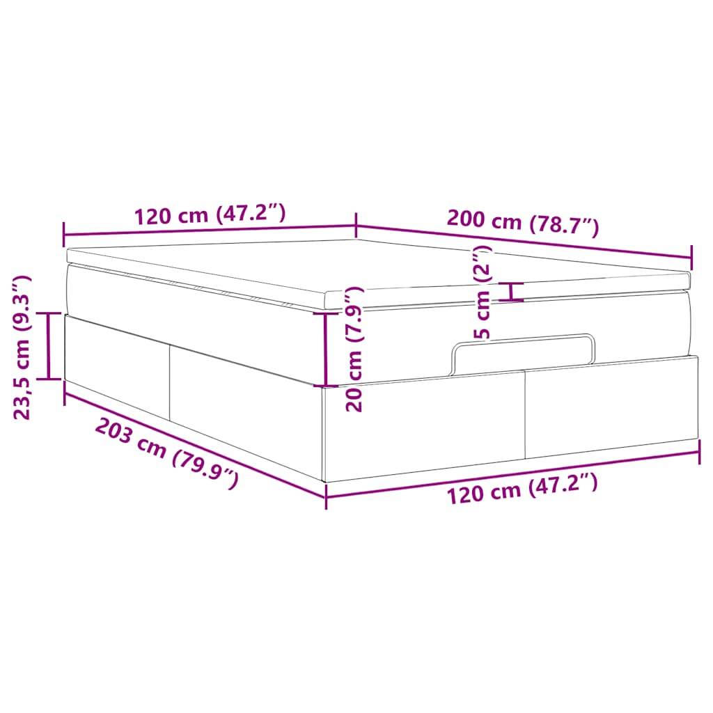 vidaXL Ottoman-Bett mit Matratze Dunkelgrau 120x200 cm Samt
